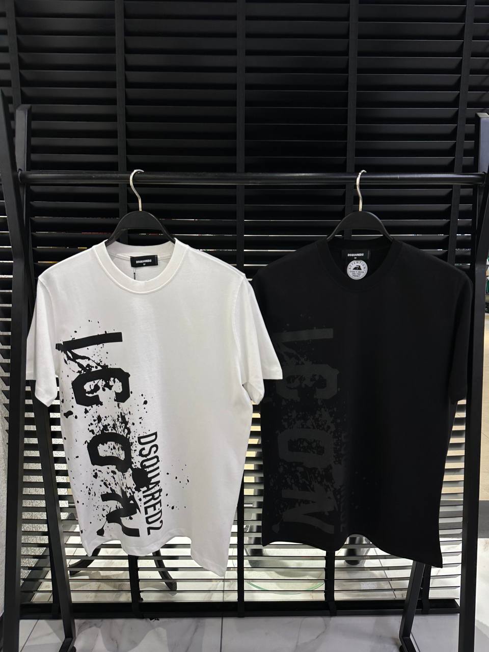 DSquared2 Icon Splash Front Logo-Print Herren T-Shirts Schwarz