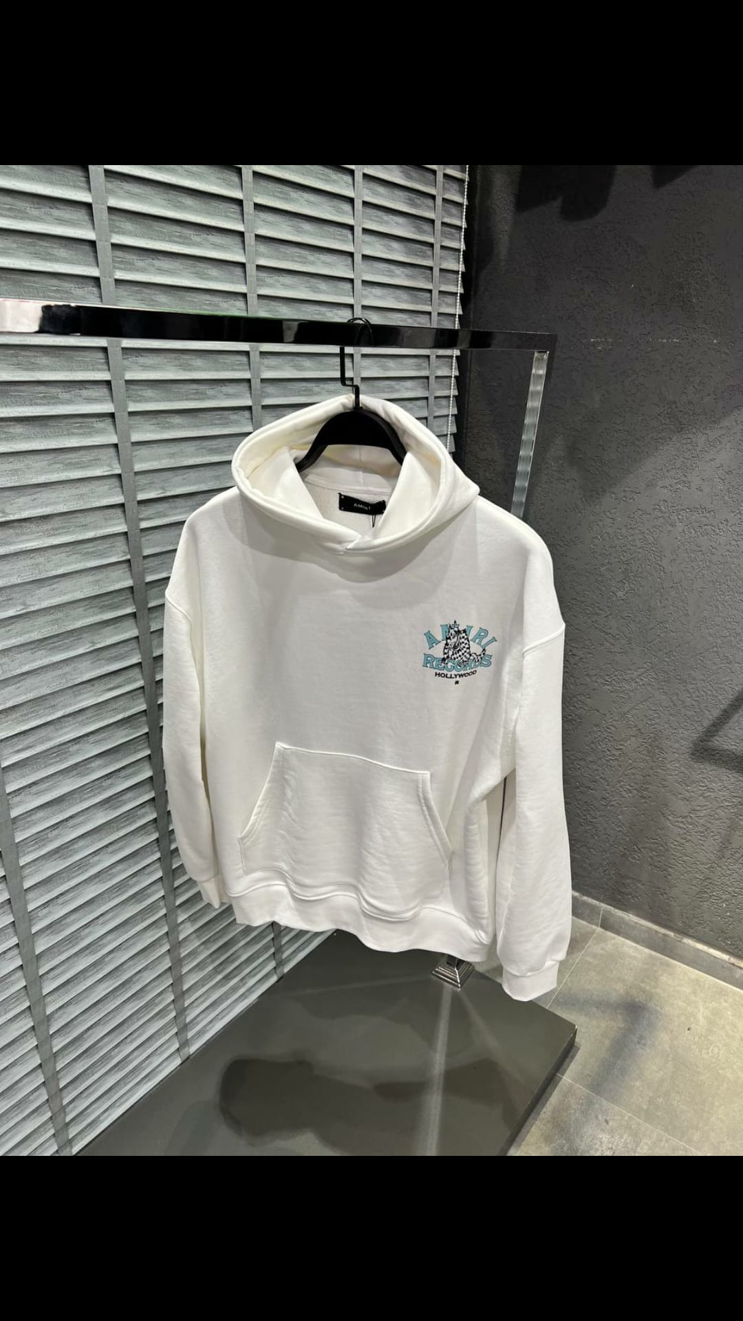 Amiri Records Wolf Hoodie Front & Back Logo Weiß