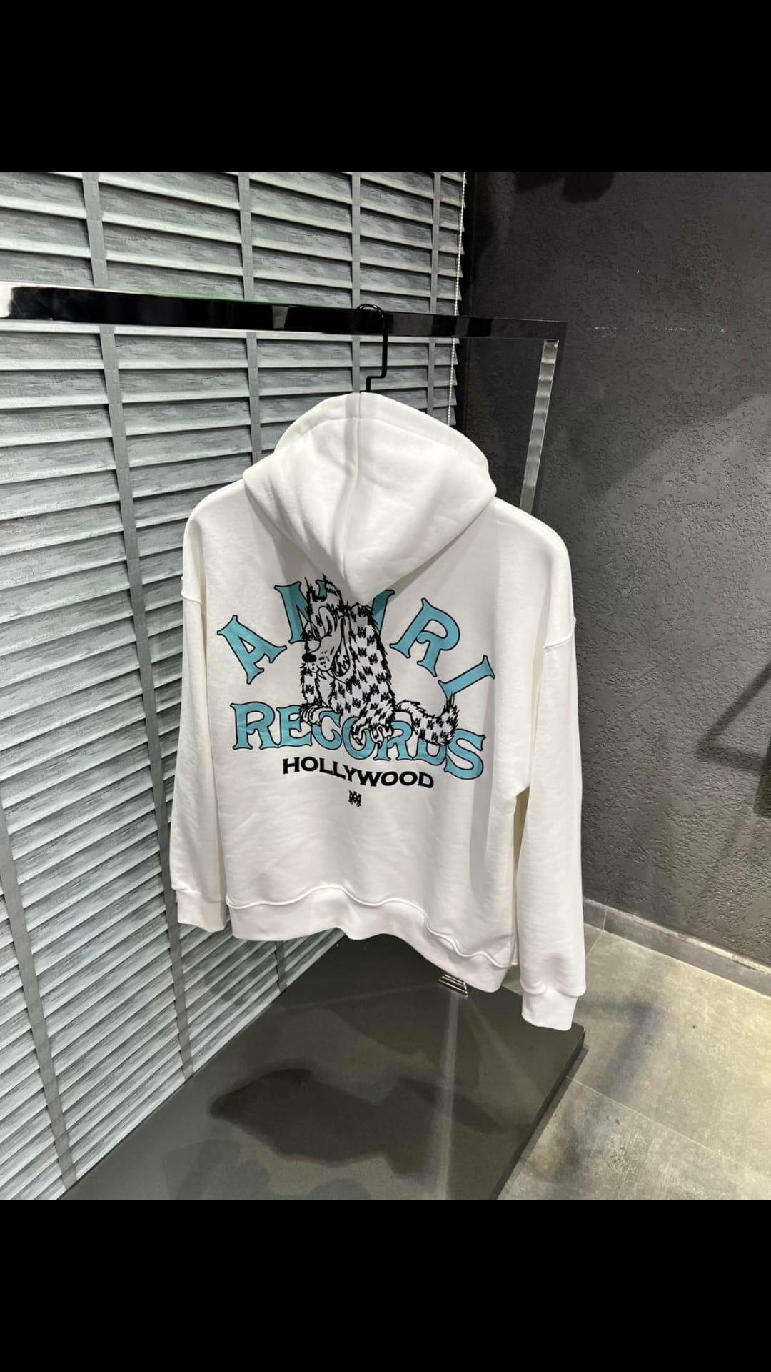 Amiri Records Wolf Hoodie Front & Back Logo Weiß