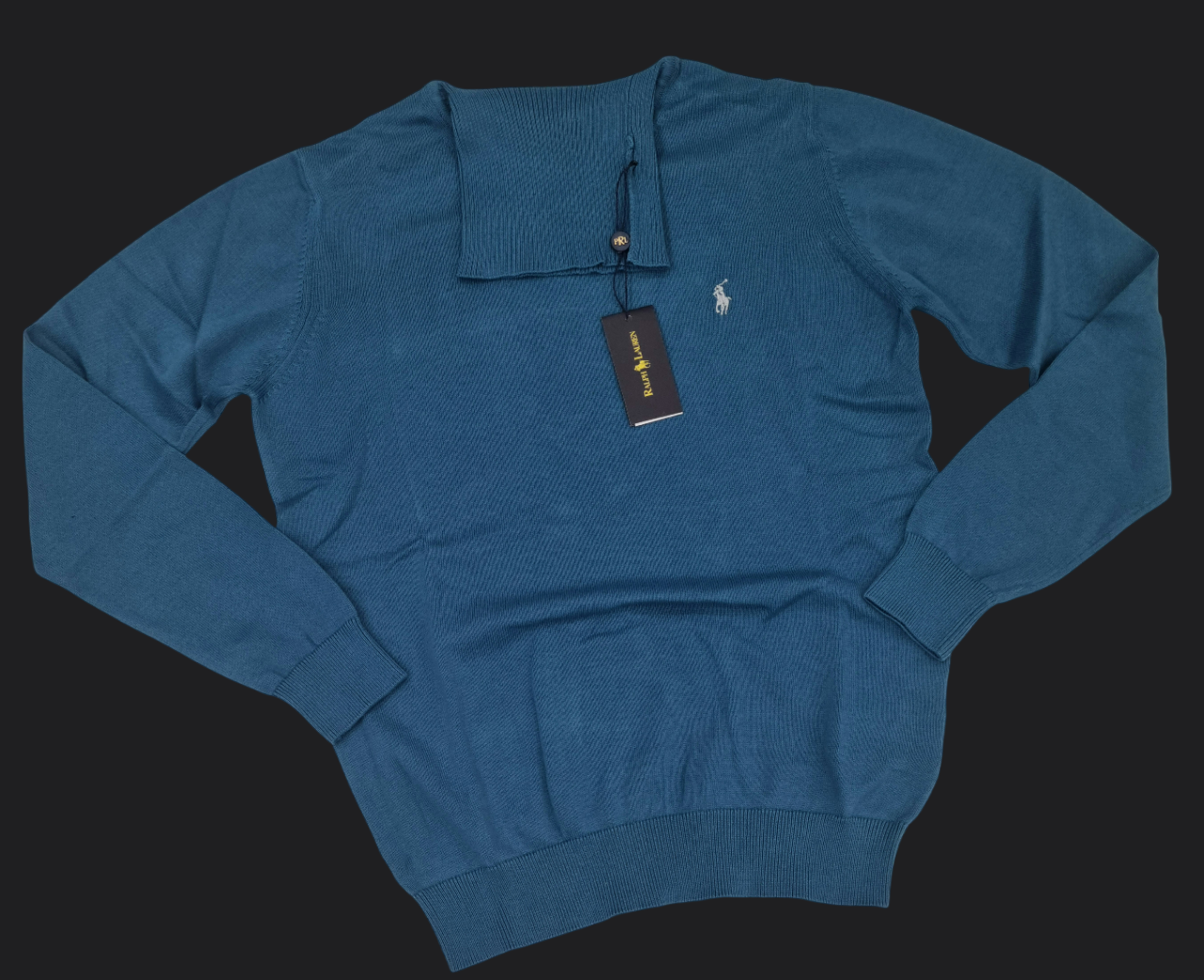 015. Ralph Lauren Oil-Blue/Petrol-Blau Rollkragen Pullover/Sweatshirts Herren