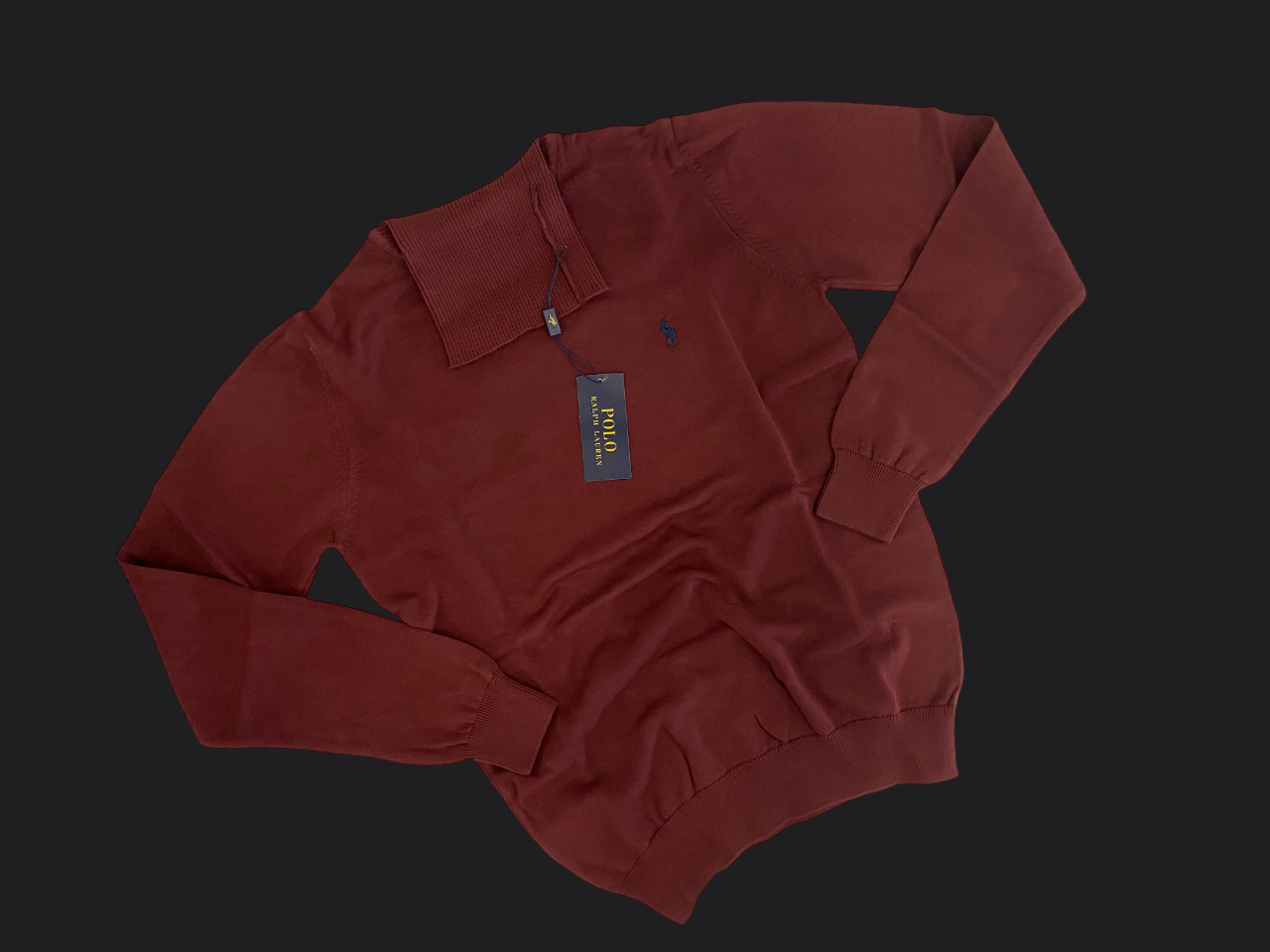 011. Ralph Lauren Bordeaux-Rot Rollkragen Pullover/Sweatshirts Herren