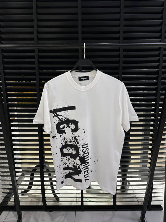 DSquared2 Icon Splash Front Logo-Print Herren T-Shirts Weiß