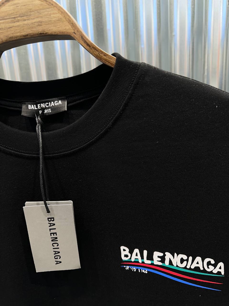 Balenciaga OVERSIZE Tour Eiffel Back-Print Herren T-Shirt Schwarz