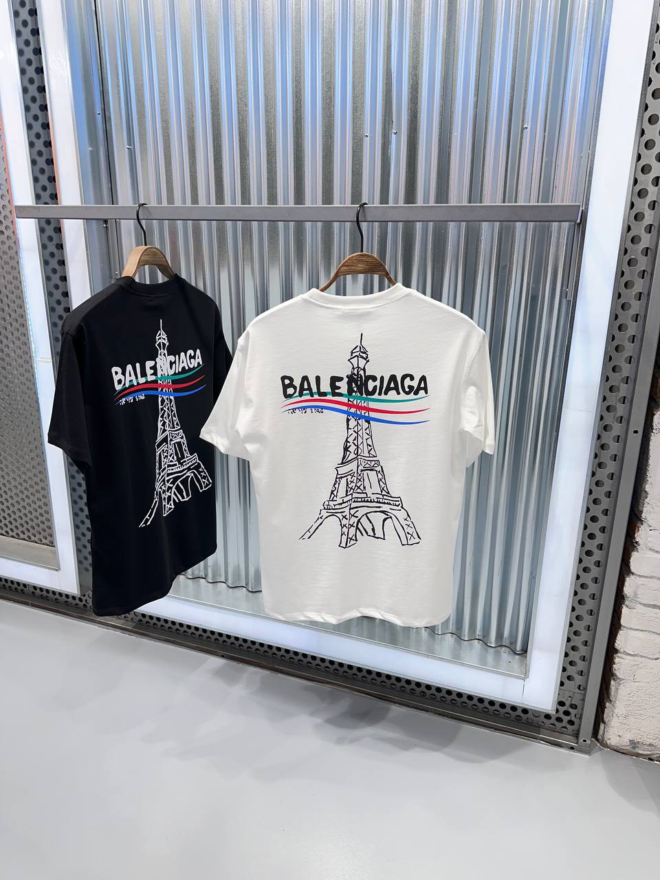 Balenciaga OVERSIZE Tour Eiffel Back-Print Herren T-Shirt Schwarz
