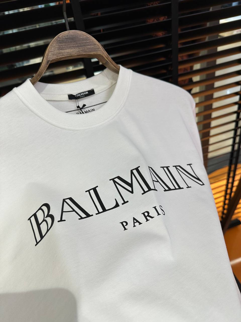 Balmain Schwarz Logo-Print Herren T-Shirt Weiß