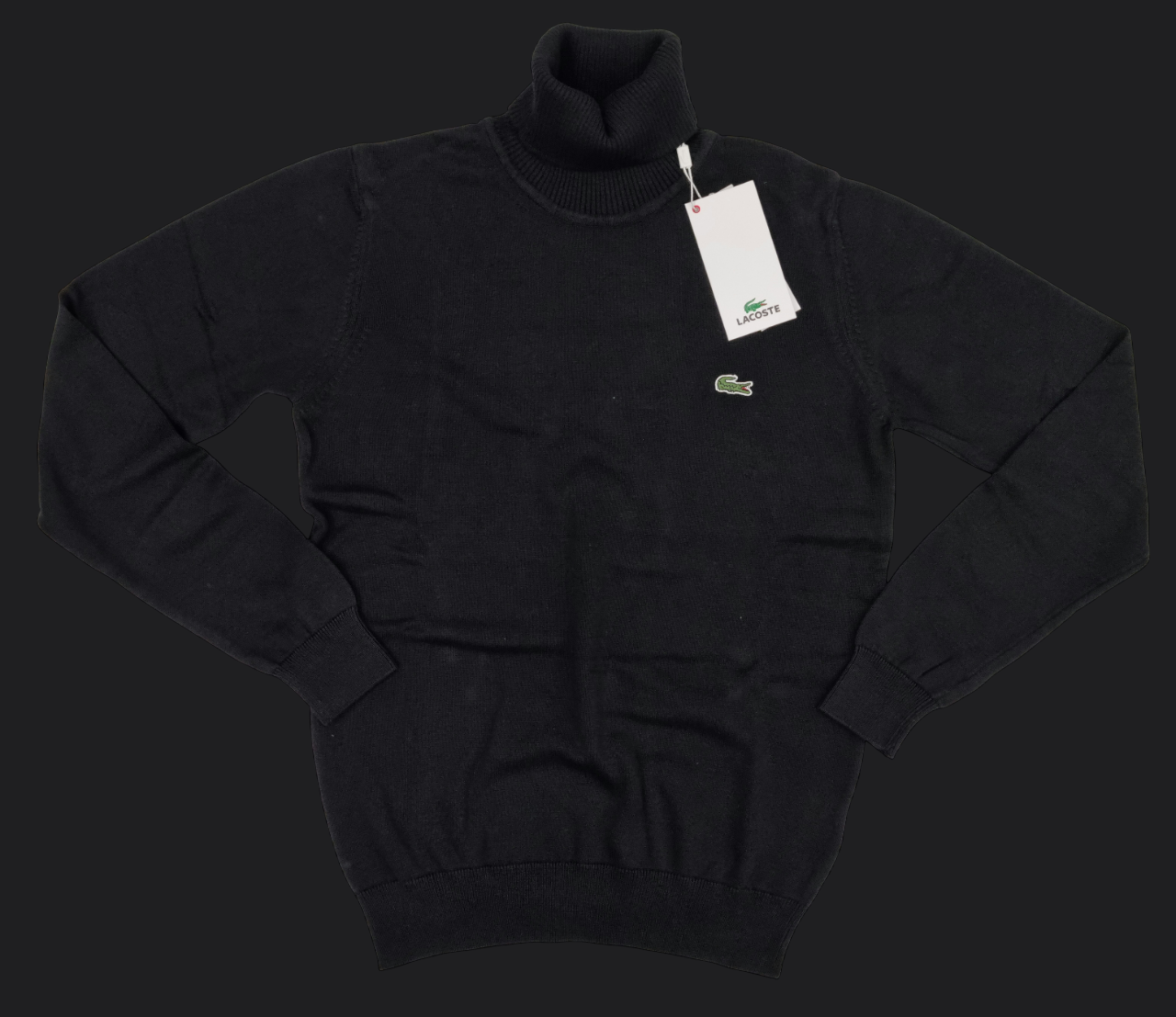 029. Lacoste Rollkragen Schwarz Pullover/Sweatshirts Herren