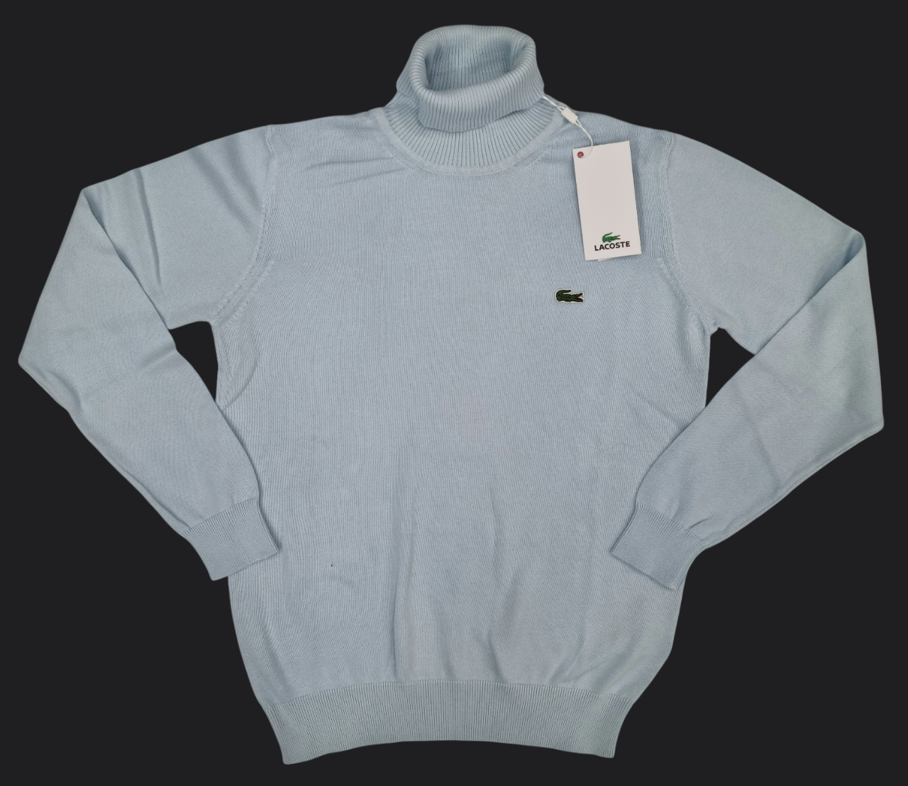 027. Lacoste Rollkragen Baby-Blau Pullover/Sweatshirts Herren