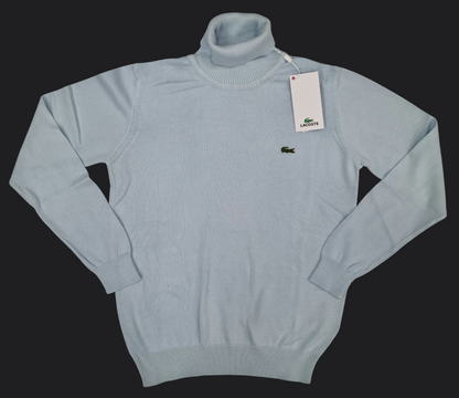 027. Lacoste Rollkragen Baby-Blau Pullover/Sweatshirts Herren