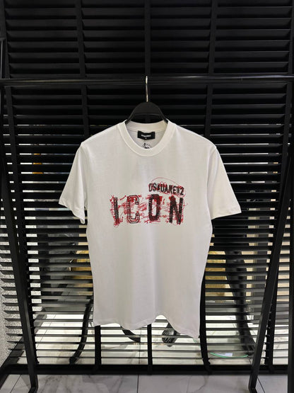 DSquared2 Icon Logo-Print Herren T-Shirt Weiß
