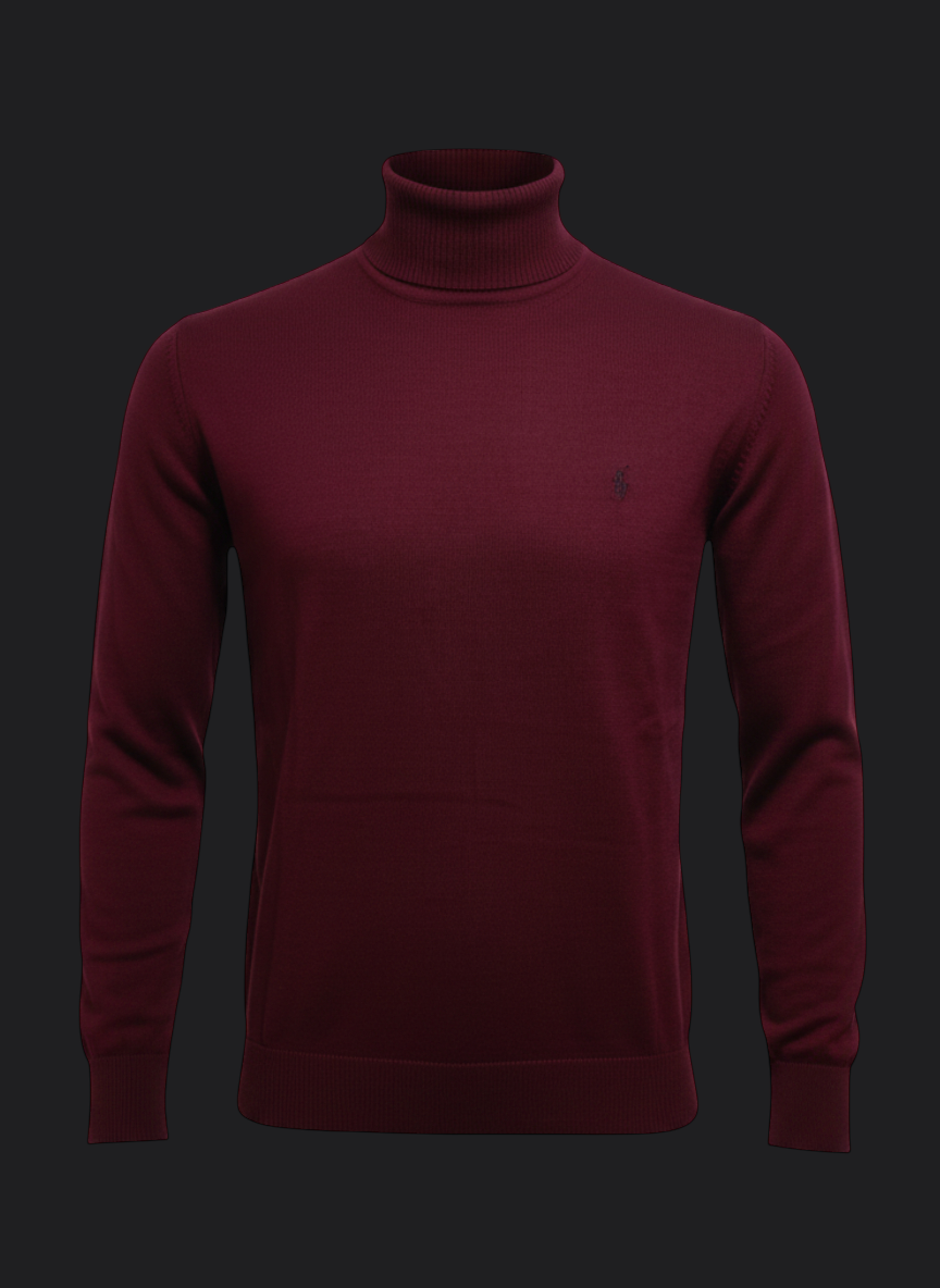 011. Ralph Lauren Bordeaux-Rot Rollkragen Pullover/Sweatshirts Herren