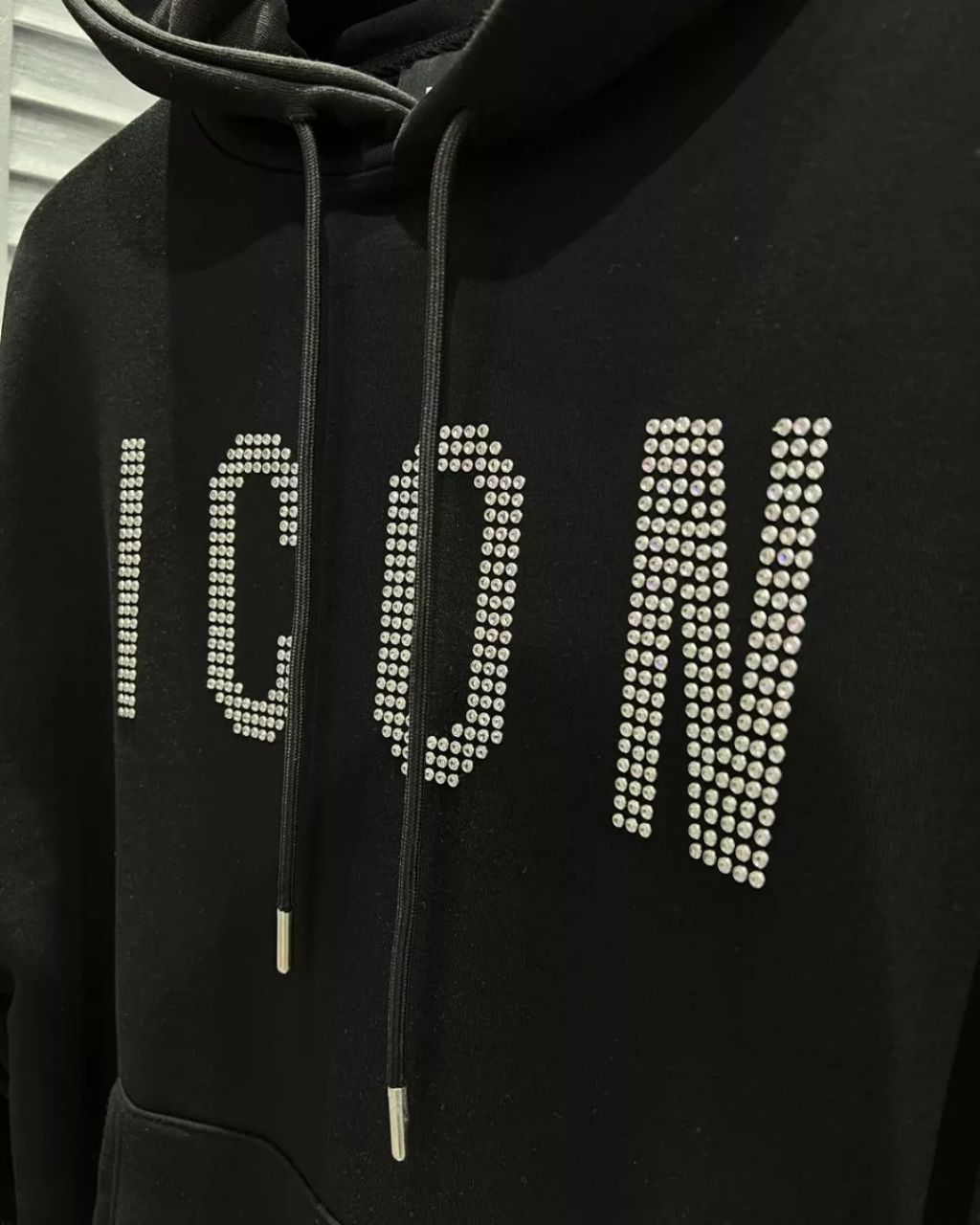 DSquared2 Icon Steinbesatz Front Logo-Stick Herren Pullover/Hoodie Schwarz