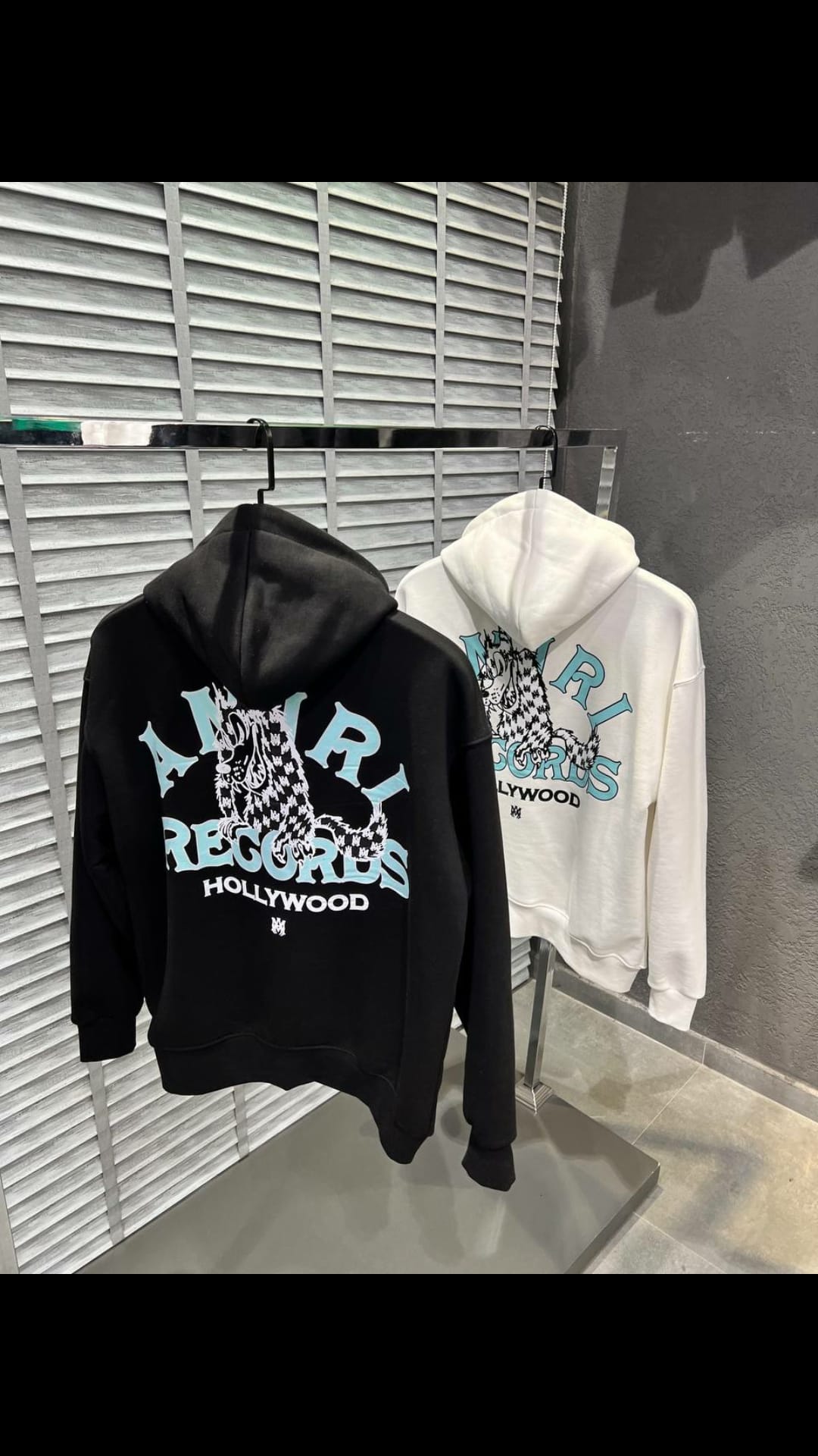 Amiri Records Wolf Hoodie Front & Back Logo Weiß