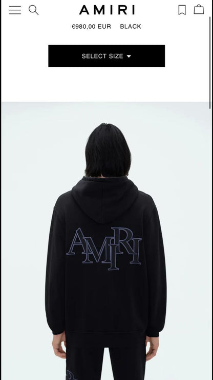 Amiri Front and Back Logo Stitching Hoodie Weiß