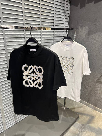Loewe Anagram Pixel Herren T-Shirt Weiß Oversize-Cut