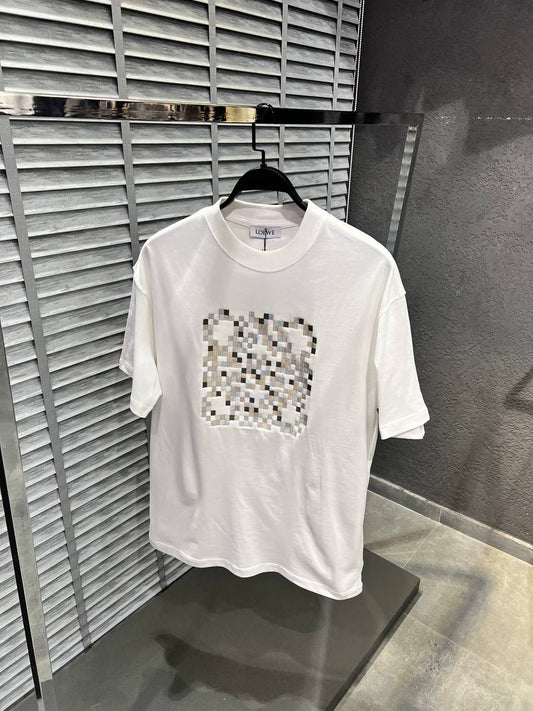 Loewe Anagram Pixel Herren T-Shirt Weiß Oversize-Cut