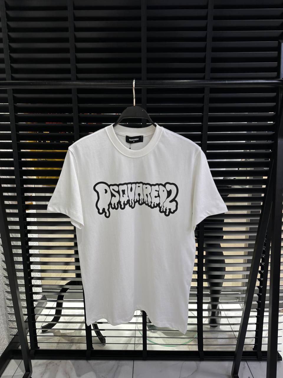 DSquared2 Graffiti Front Logo-Print Herren T-Shirts Weiß