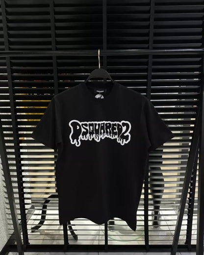 DSquared2 Graffiti Front Logo-Print Herren T-Shirts Schwarz