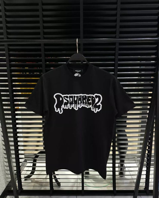 DSquared2 Graffiti Front Logo-Print Herren T-Shirts Schwarz