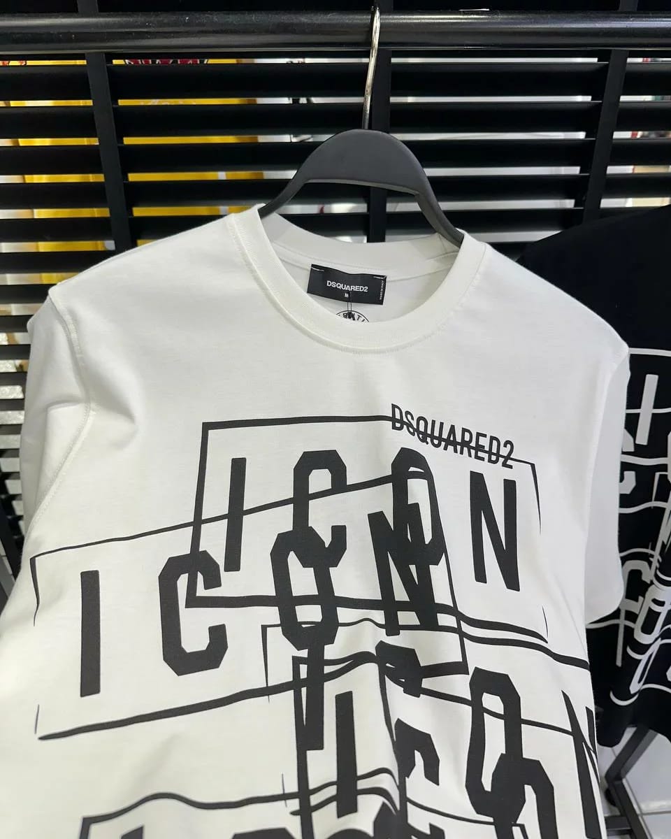 DSquared2 Icon Multi Front Logo-Print Herren T-Shirts Weiß