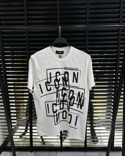 DSquared2 Icon Multi Front Logo-Print Herren T-Shirts Weiß