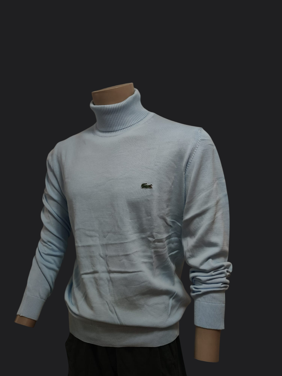 027. Lacoste Rollkragen Baby-Blau Pullover/Sweatshirts Herren