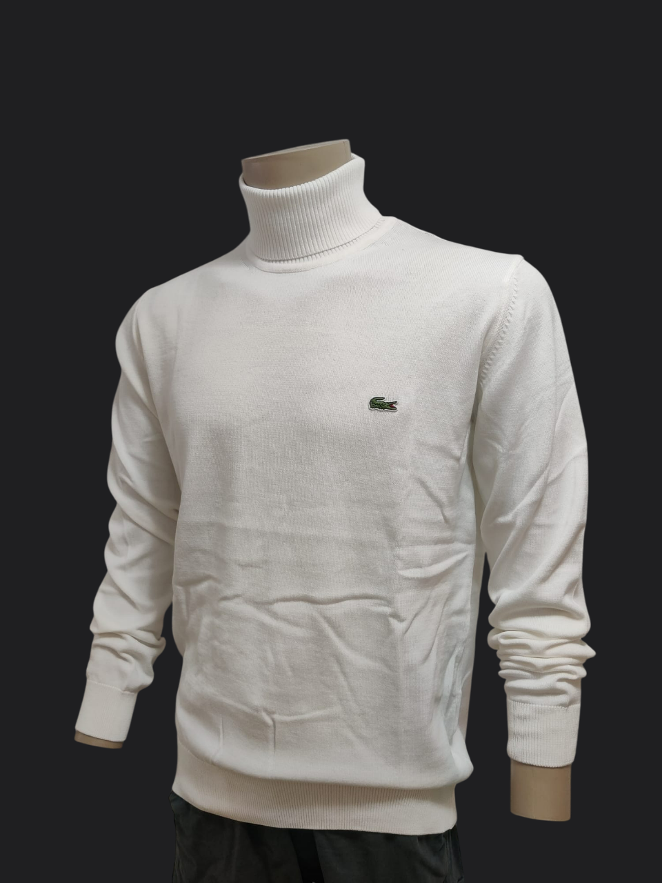 028. Lacoste Rollkragen Elfenbein-Ecru Pullover/Sweatshirts Herren