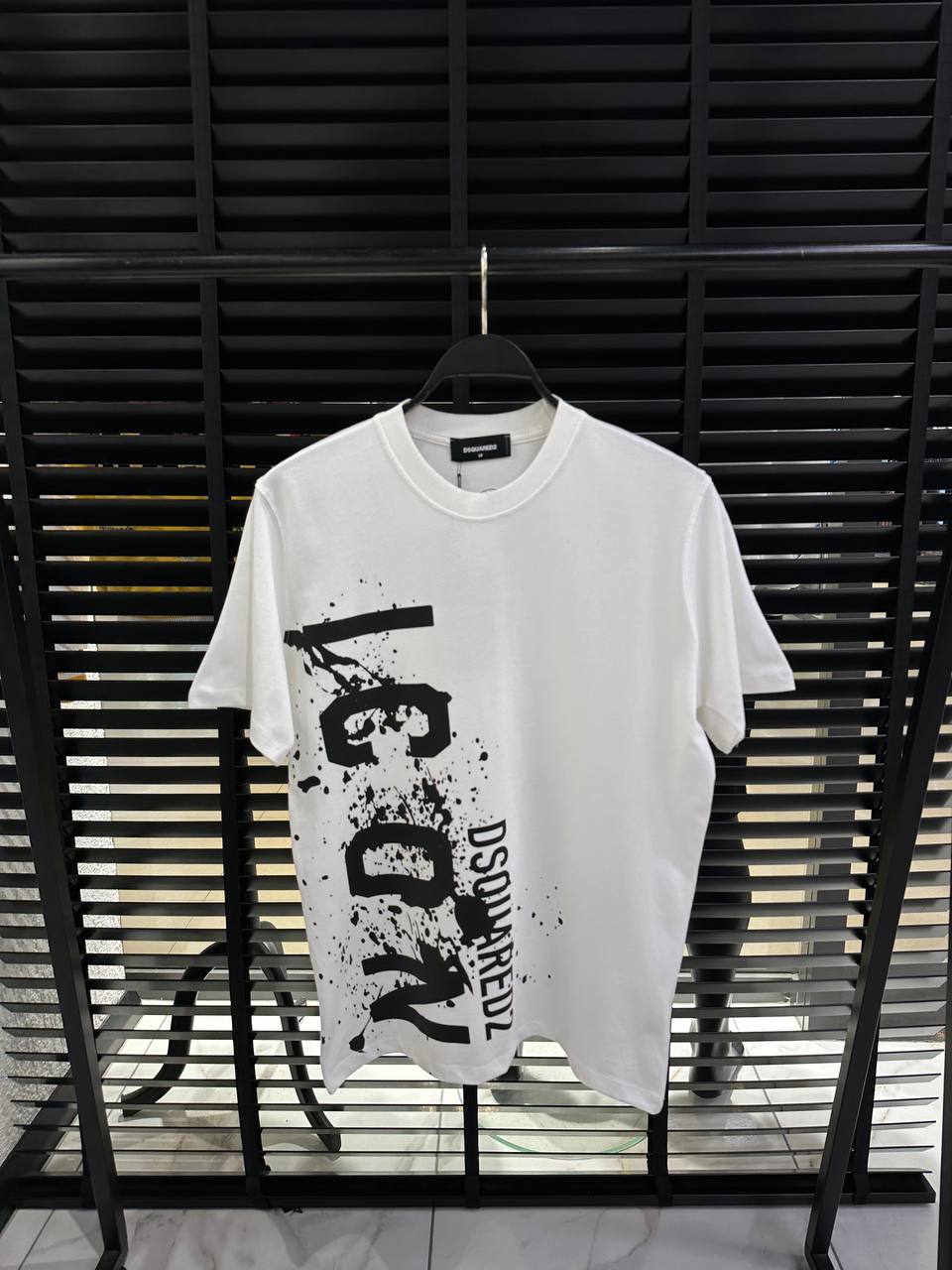 DSquared2 Icon Splash Front Logo-Print Herren T-Shirts Weiß