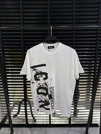 DSquared2 Icon Splash Front Logo-Print Herren T-Shirts Weiß