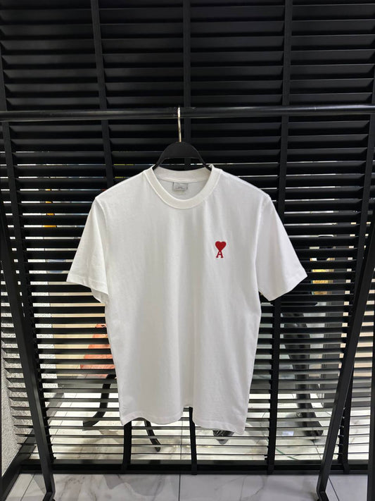 Ami Paris Ami de coeur T-Shirt Weiß Logo Stick