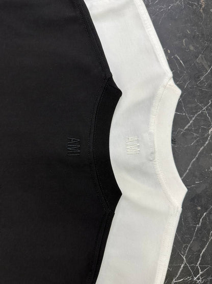 Ami Paris Ami de coeur T-Shirt Weiß Logo Stick