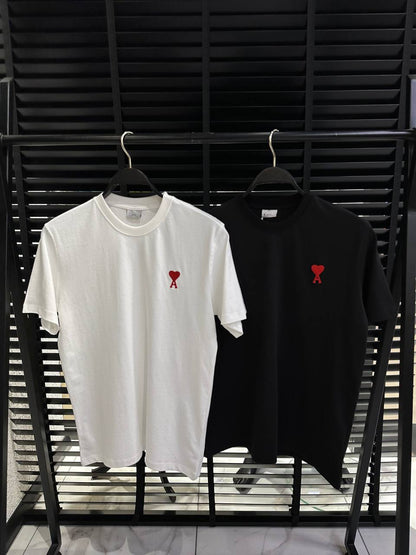 Ami Paris Ami de coeur T-Shirt Weiß Logo Stick