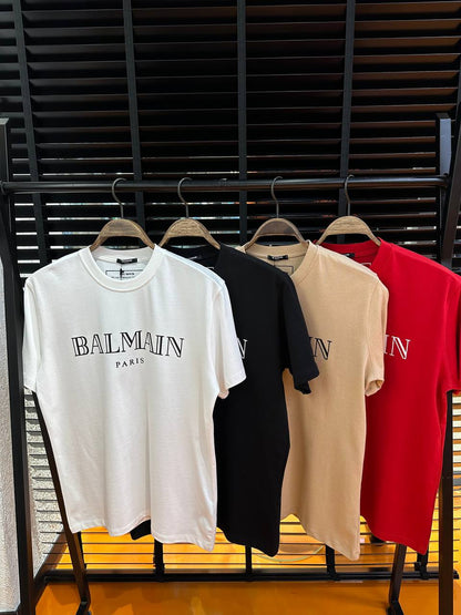 Balmain Schwarz Logo-Print Herren T-Shirt Weiß