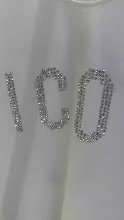 DSquared2 Icon Front Logo Steinbesatz Herren T-Shirt Weiß