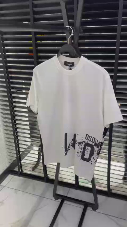 DSquared2 Icon Splash Front Logo-Print Herren T-Shirts Weiß