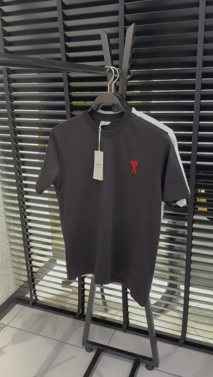 Ami Paris Ami de coeur T-Shirt Weiß Logo Stick