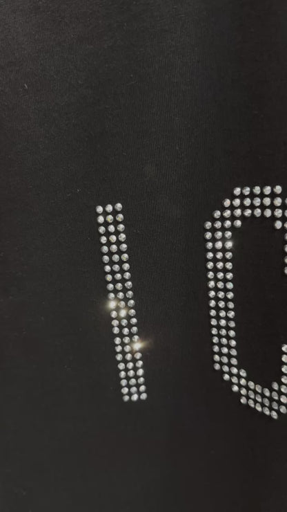 DSquared2 Icon Front Logo Steinbesatz Herren T-Shirt Schwarz