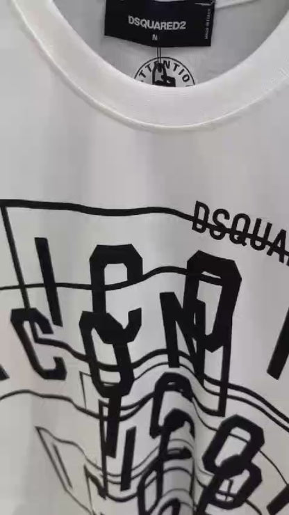 DSquared2 Icon Multi Front Logo-Print Herren T-Shirts Weiß