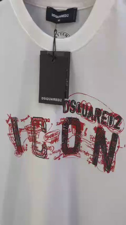 DSquared2 Icon Logo-Print Herren T-Shirt Weiß
