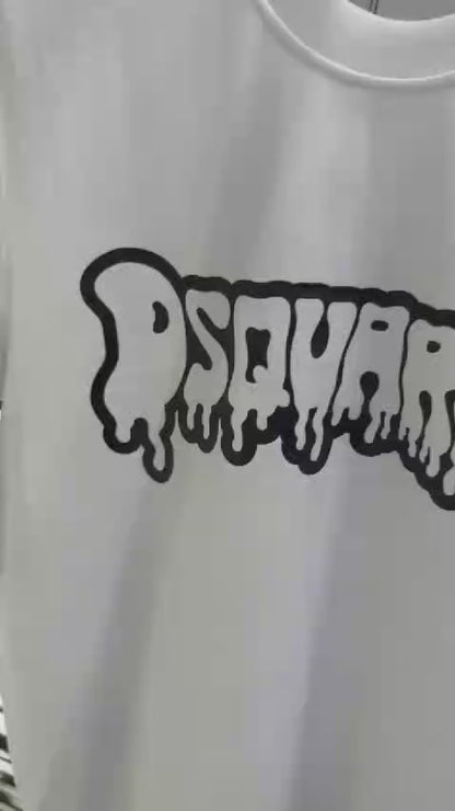 DSquared2 Graffiti Front Logo-Print Herren T-Shirts Schwarz